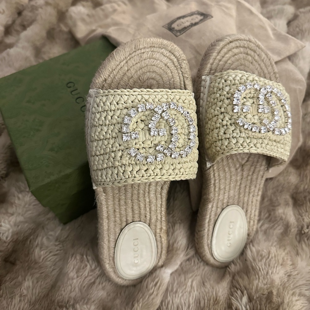 Gucci Women's Cream Espadrille Slides - Picture 4 of 6